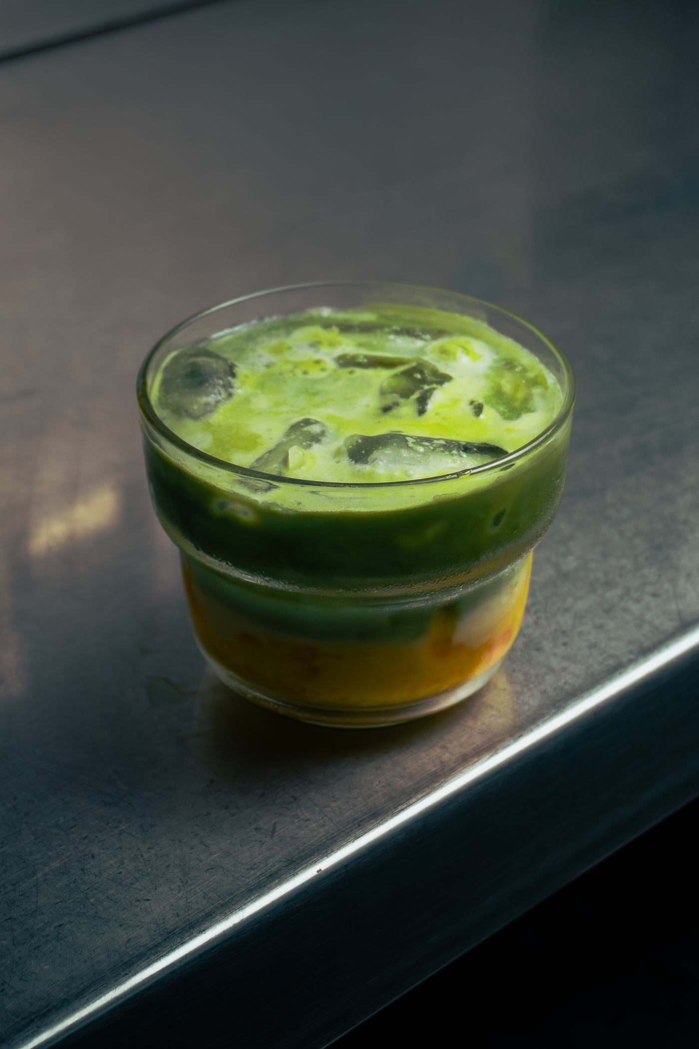 Iced mango matcha
